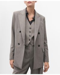 Mango - Double-breasted Wool Blend Blazer - Lyst