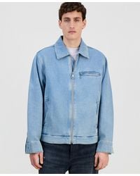 BOSS - Cotton Waffle Denim Zip Jacket - Lyst