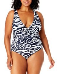 Anne Cole - Plus Size Zebra-print One-piece Swimsuit - Lyst
