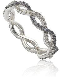 SUZY LEVIAN NEW YORK - Suzy Levian Sterling Silver Sapphire & Created White Sapphire Infinity Twisted Eternity Band Ring - Lyst