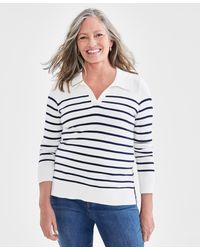 Style & Co. - Striped Collared Tunic Sweater - Lyst