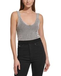 DKNY - Cropped Ribbed Sleeveless Sweater - Lyst