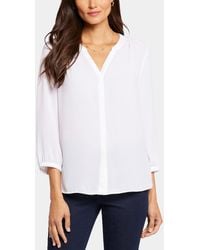 NYDJ - Petite Pintuck Split Neck Top - Lyst