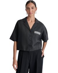 DKNY - Linen Studded Camp Shirt - Lyst