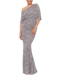 Betsy & Adam - Sequined Lace Asymmetric-neck Gown - Lyst