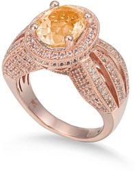 SUZY LEVIAN NEW YORK - Suzy Levian Sterling Silver Oval Cut Center Topaz Cocktail Ring - Lyst