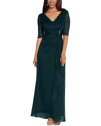 Betsy & Adam - Lace-top Waterfall-detail Gown - Lyst