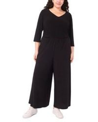 Vince Camuto - V Neck 3 4 Sleeve Top With Back Keyhole Pull On Wide Leg Pant - Lyst