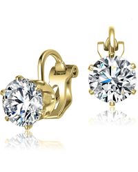 Genevive Jewelry - Sterling Silver 14k Plated Cubic Zirconia Solitaire Drop Stud Earrings - Lyst