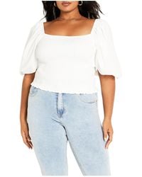 City Chic - Plus Size Ariella Balloon Sleeves Top - Lyst