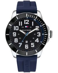 tommy hilfiger men's navy silicone strap watch 46mm