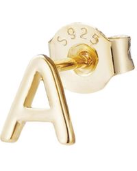 Adornia Fine - 14k Gold Vermeil .925 Sterling Silver Single Initial Stud Earring - Lyst