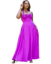 Rebdolls - Plus Size Jillian Smocked Halter Maxi A Line Dress - Lyst