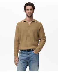 Mango - Knitted Structured Polo Sweater - Lyst