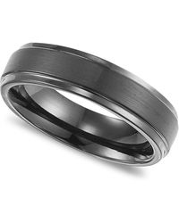 Triton Men's Black Tungsten Carbide Ring, Comfort Fit Wedding Band (6mm) - Gray