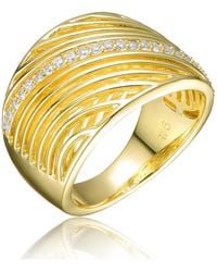 Rachel Glauber - Ra 14k Plated Round Cubic Zirconia Wide Cocktails Ring - Lyst