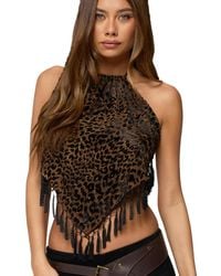 Edikted - Printed Backless Tassel Handkerchief Top - Lyst