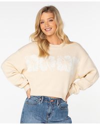 Roxy - Hibiscus Harmony Long-sleeve Crop Floral Sweater - Lyst