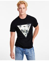 Guess - Embossed Palm Tree Triangle Logo Graphic T-shirt - Lyst