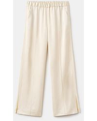 Mango - Side Slit Satin Pants - Lyst