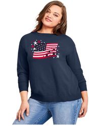 Avenue - Americana Long Sleeve Crewneck Sweater - Lyst