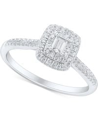 Macy's - Diamond Emerald-cut Halo Engagement Ring (1/3 Ct. T.w. - Lyst