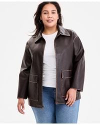 BCBGMAXAZRIA - Plus Size Zip-front Faux-leather Coat - Lyst
