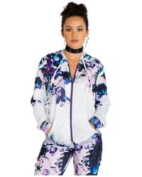 Poetic Justice - Curvy Fit Active Zip-up Floral Print Poly Tricot Hoodie - Lyst