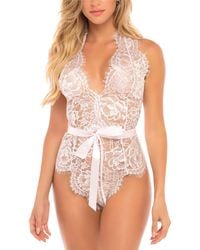 Oh La La Cheri - Naomi Eyelash Lace Halter Teddy - Lyst