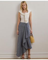 Ralph Lauren - Striped Linen A-line Midi Skirt - Lyst