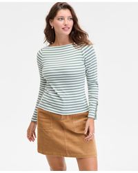 On 34th - Button-cuff Boatneck Top - Lyst
