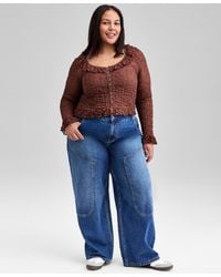 And Now This - Trendy Plus Size Cotton High-rise Straight-leg Jeans - Lyst