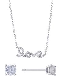 Giani Bernini - Gianni Bernini 2-piece Cubic Zirconia Love Frontal Necklace And Stud Earrings Set (1.31 Ct. T.w.) In Sterling Silver - Lyst