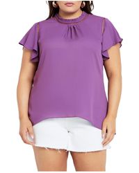 City Chic - Plus Size Kiss Me Quick Short Sleeve Top - Lyst