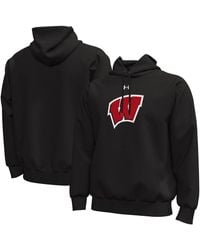 Under Armour Wisconsin Badgers Core Icon Fleece Pullover Hoodie in Red ...