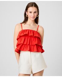 French Connection - Aimee Ruffle Detail Cotton Top - Lyst