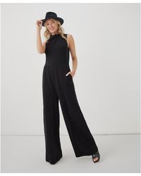 Pact - Organic Cotton Fit & Flare Cowl Neck Jumpsuit - Lyst