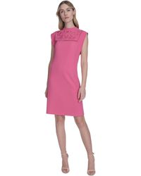 Vince Camuto - Petite Laser-cut Cap-sleeve Shift Dress - Lyst