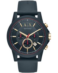ARMANI EXCHANGE - | Chronogrph Blue Silicone Strp Wtch 47mm - Lyst