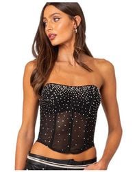 Edikted - Sheer Rhinestone Corset Top - Lyst