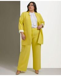 Calvin Klein - Plus Size Lux Open Front Jacket Tie Neck Flutter Sleeve Top Lux Highline Tab Waist Pants - Lyst
