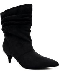Sugar - Prentillie Kitten Heel Pointed Toe Slouch Faux Suede Ankle Booties - Lyst
