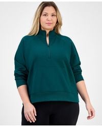 Macy's - Id Ideology Plus Size Quarter-zip Raglan-sleeve Top - Lyst