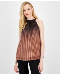 Tahari - Shimmer Metallic Pleated Halter-neck Top - Lyst