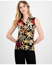 Anne Klein - Sleeveless Pleated V-neck Shell Top - Lyst