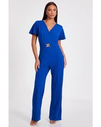 Quiz - Scuba Crepe Wrap Front Palazzo Jumpsuit - Lyst