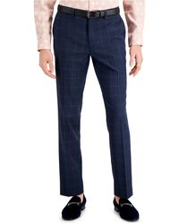 INC International Concepts Slim-fit Blue Windowpane Plaid Suit Pants, Created For Macy's