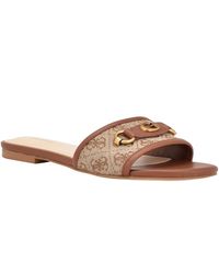 Guess - Hammi One Band Logo And Hardware Flat Sandals - Lyst