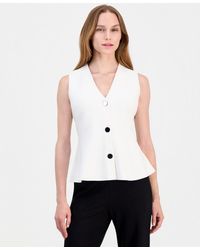 Anne Klein - V-neck Button-front Peplum Vest - Lyst