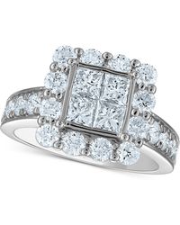 Macy's - Diamond Princess Quad Cluster Halo Engagement Ring (2-1/2 Ct. T.w. - Lyst